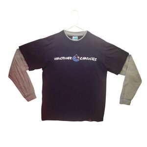 Vintage Vancouver Canucks Waves Long Sleeve T Shirt Mens Size Medium NHL Merch
